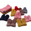 Kids Winter Pompom Beanie Hats Scarf Gloves Set Knitted Warm Thick Corchet Chenille Beanie and Scarf Mittens For Boys and Girls Y201024