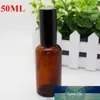 264 stks / partij 50ml Amber Glass Spray Flessen Wholesale Essentiële Olie Parfumfles met Pomp Spuitkap voor Cosmetica Make-up in aandelen