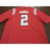 2019 NOVO 3740 OLE Miss Rebels Matt Curral # 2 Real Completo Bordado Colégio Jersey Tamanho S-4XL ou Personalizado Qualquer nome ou Número Jersey