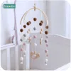 Bopoobo 1set Silikonpärlor Baby Mobile Beech Wood Bird Rattles Wool Balls Kid Room Bed Hängande Inredning Nursing Barnprodukter LJ201113