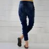 女性秋の弾性プラスルーズソフトで快適なデニムカジュアルな巾着プラストリミングジーンズSpodnie Damskie Women Jeans Ed 201223