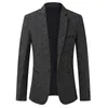 Marka mody Blazer Jacket Men Single Button Slim Fit Płaszcz Koreańska Czarna Kurtka Kurtka Party Casual Men Ubrania 201104