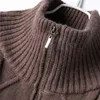 Kvinnors tjock varma stickade pullover solid långärmad turtlenecktröjor halv zip up vinterrock comfy kläder c-295 211221
