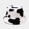 Cow Lady Fashion Autunno Inverno Faux Fur Secchio Cappelli Cappelli invernali Panama per la ragazza delle donne Warm Velvet pescatore Cappelli Bob bacino Cap