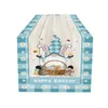 Chemin de table gnome de pâques coton lin joyeux nains de pâques lapin lapin oeufs colorés chemin de table rectangle antidérapant