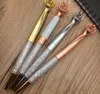 NEW Diamond Crown Ballpoint Pens Classical Color Rosegold Silver Gold Metal Pen with Bling Little Crystal Student Writing Gift SN3381