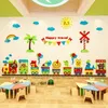 Cartoon trein dieren muurstickers 3D kinderen kamer muur lay-out zelfklevende babykamer kleuterschool decoratie T200421
