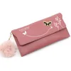 DHL50pcs Wallets Women PU Butterfly Prints Flap Cover Hasp Long Credit Card Holder