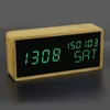 100% Bambou Numérique Réveil En Bois LED Horloge De Table Électronique Despertador Bureau Luminosité Voix Snooze Contrôle Température LJ200827