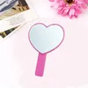 Heart Makeup Mirrors Women Female Handle Hand Lookingglass Ladies Single Side Colorful Compact Mirror Thin Portable