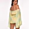 Feditch 2020 Chiffon Sexy Jumpsuit Colorful Strapless Backless Women Playsuit Romper Short Cloak Sleeves Casual Jumpsuit Overall T200704