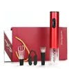 Elektrisk vinflasköppnare Set Automatic Corkscrew med propphourer och folie Cutter Red Wine Accessories Presentlåda 201201