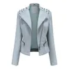 NXH Rivet Moto Biker veste en faux cuir femme col rabattu noir rose punk gothique pu manteau 201030