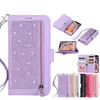 Custodia per iPhone con portafoglio multifunzionale in pelle con slot per 9 carte per Iphone13 13 Mini 13 Pro MAX 12 11 8 7 6 Plus Zipper Bling Glitter Sparkle Holder Flip Cover