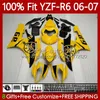 Fabriek gele spuitgietlichaam voor Yamaha YZF R 6 600 CC YZF-R6 YZF600 2006-2007 Moto Carrosserie 98NO.3 YZF R6 600CC YZFR6 06 07 YZF-600 2006 2007 OEM Fairing Kit 100% Fit