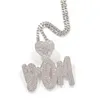 Iced Out Kärlek Knapp Anpassad Brev Namn Halsband Guld Silver Plated Mens Hip Hop Smycken Present