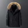 -30 graus Jaqueta de inverno masculino Dato branco com capuz do anorak masculino parka meio de colarinho de pele comprido casaco impermeável masculino 201128