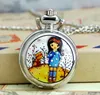 Student gift cute 29mm enamel picture series pocket watch necklace vintage accessories wholesale Korean version sweater chain fashion watch