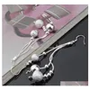 Set di gioielli da donna di moda 925 Orecchini pendenti con nappa placcata argento Collana Set Regalo di San Valentino Gioielli dichiarazione di nozze 9O86T