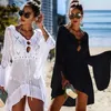 2019 szydełka biała dzianina plaża sukienka Tunik Long Pareos Bikinis Ups Ups Swim Up Srabe Plage Beachwear Y2007062685818