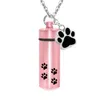 Ask för husdjur/mänsklig aluminiumlegering Pet Paws Cylinder Cremation Urn Ashes Memorial Jewelry Pendant