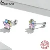 Äkta 925 Sterling Silver Colorful Zirconium Paw Women Ear Studs Rainbow Stud örhängen för flicka Fin smycken gåva 22022233E