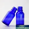 Groothandel 15 ml tube druppelaar glazen fles kobalt blauw essentiële olie-injectieflacon met zilver goud zwarte deksels