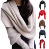 Sjalar Europa och amerikansk stil vinterull halsdukar för män kvinnor med ärmar stickad halsduk tjock varm high-end mode1