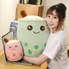 24cm Emotional Fruits Toy Figures Bubble Tea Fully Stuffed Plush Drink Bottle Strawberry Apple Pineapple Pearls Decor Toy 829