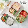 Bärbar hälsosam materiell lunchbox Oberoende gitter för barn Bento Box Mikrovågsugn Tortering Livsmedelsförvaring Container FoodBox T200710