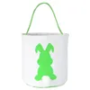 Canvas Sequins Bunny Easter Basket Plush Easter Hunt Egg Candy Storage Bucket Party Easter Rabbit Print Bucket T3I51636