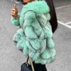 ETHEL ANDERSON 100% véritables vestes de fourrure véritable manteaux avec col pour luxe Vintage dames vêtements d'extérieur courts 211220
