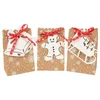 Emballage cadeau 4pcs / lot Noël Kraft Papier Candy Cookie Box Bow Emballage alimentaire Décoration Noël Navidad 2022