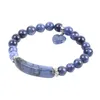 Braccialetti di sodalite in pietra naturale per donna Uomo Love Heart Blue White Dot Beads Stretch Healing Braccialetti di preghiera buddista