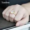 Transgems 5ct Carat Lab Grown Moissanite Wedding Engagement Rings Solid 14K Yellow Gold Lab Diamonds Accents Woman Band Y200620