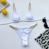 Sexig Mini Bikini Tie Dye Badkläder Kvinnor Metallkedja Patchverk Badkläder Triangel Bikinis 2022 Ny Baddräkt Brazilian Biquinis