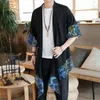 Japońska Streetwear Kimono Mężczyźni Czarna Kurtka Mężczyzna Harajuku Męskie Kurtki Bomber ZZ 201124