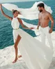 Bröllopsklänning Enkel strand Sexig Backless En linje Elfenben Vit Chiffong Halter Neck Bridal Party Gown Vestidos de Novia Robe de Mariée 2022
