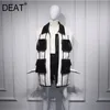 [DEAT] Tasche patchwork di lana PU Giacca di pelle Gilet Donna Senza maniche Colore di successo Dritto Allentato Nuova moda autunnale AM850 201030