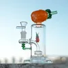 Yellow Pineapple Bong in vetro unico Narghilè a forma di pipa ad acqua 14mm Femmina Joint Recycler Percs Smoking Bong Bowl Dab Rigs Soffione doccia Perc Wax Rig Frutta colorata