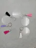 7 Colors 4cm Blank Disc with 3cm Suede Tassel Vinyl Keyring Multi Color Available Clear Acrylic Disc Tassel Keychain