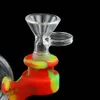 물 담뱃대 둥근 비이커 실리콘 워터 파이프와 그릇 흡연 파이프 dab rig bong을 가진 유리 Jiont