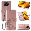 Для Xiaomi Poco x3-NFC Case Pu Leather Lucky Four Leaf Clover Pattern с ручным ремешком (модель: x3nfc)