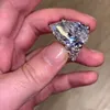 10ct Big Diamond Pierścień Vintage Biżuteria 925 Strere srebrna Unikalna koktajlowa gruszka PROCKA BIAŁY TOPAZ KAŻDY Kobiety