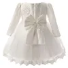 Newborn Baby Girl Dress Vestido Infantil Baby White Pink Lace Baby Dress Wedding Party Gowns Long Sleeves Girls Baptism 1 Year Q122780224