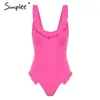 Sexy ruffles pink bikini women Push up lace up summer swimsuit Bathing suit padded beach female swimwear suit T200708