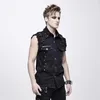 Men's Vests Steampunk Punk Black Vest Men Jacket Rivets Pockets Sleeveless Turn Down Collar Waistcoat1 Stra22