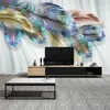 Grand papier peint 3D personnalisé nordique moderne couleur plume TV canapé fond papier peint Mural2596216