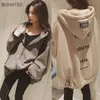 Hoodies نساء رسالة مطبوعة فضفاضة مقنعين السميكة الدافئة طلاب بالإضافة إلى مخملية طويلة الأكمام Zip-Up Womens All-Match Chic 200930