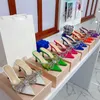 Wedding Shoeses Fashion Womens Middle Heel Slippers Transparent Pvc Sandals Bow Decorative Evening Women Shoes Luxury Digner Sandal Big Size Slipper 35-43